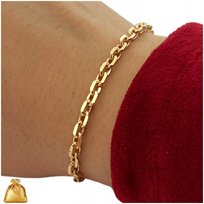 Piękna Złota Bransoletka Damska Ankier Stal Chirurgiczna 19 Cm Prezent 18K