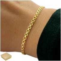 PIĘKNA ZŁOTA BRANSOLETKA DAMSKA BISMARK 19cm/3mm SREBRNA PR. 925 PREZENT