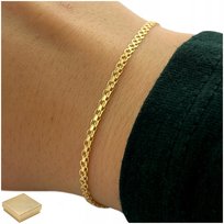 PIĘKNA ZŁOTA BRANSOLETKA DAMSKA BISMARK 20cm/2mm SREBRNA PR. 925 PREZENT Golden Celebrity