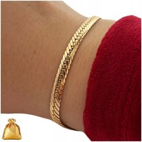 Piękna Złota Bransoletka Damska Pancerka Stal Chirurgiczna 20,5 Cm Prezent Golden Celebrity