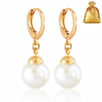 PIĘKNE KOLCZYKI WISZĄCE PERŁY BIAŁE, DELIKATNE 6 MM, STAL CHIRURGICZNA 18K