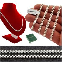 PIĘKNY SREBRNY ŁAŃCUSZEK NASZYJNIK DAMSKI BISMARK 60cm/4mm GRUBY / SOLIDNY