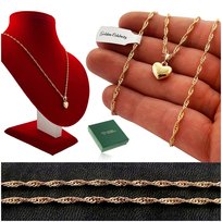 Piękny Złoty Łańcuszek Damski Z Klasycznym Serduszkiem 18K Prezent