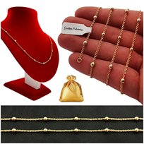 Piękny Złoty Łańcuszek Damski Z Kuleczkami 18K Celebrytka Stal Chirurgiczna Golden Celebrity