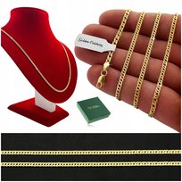 PIEKNY ZŁOTY ŁAŃCUSZEK ROMBO 925/585 POZŁACANY 45m/3mm SOLIDNY I WTRZYMAŁY