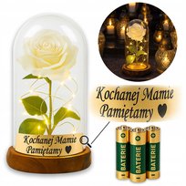 PIĘKNY ZNICZ NA GRÓB, RÓŻA WIECZNA LED JAK SOLARNY DLA ŻONY, CÓRKI + GRAWER