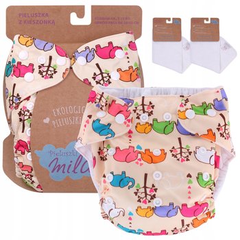 Pieluszka wielorazowa z KIESZONKĄ + 2 WKŁADY WIELORAZOWE SŁONIK SŁOŃ - Simed