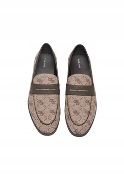 Pier One Brązowe Mokasyny Męskie z Wzorem i Paskiem 44 Tla - Pier One