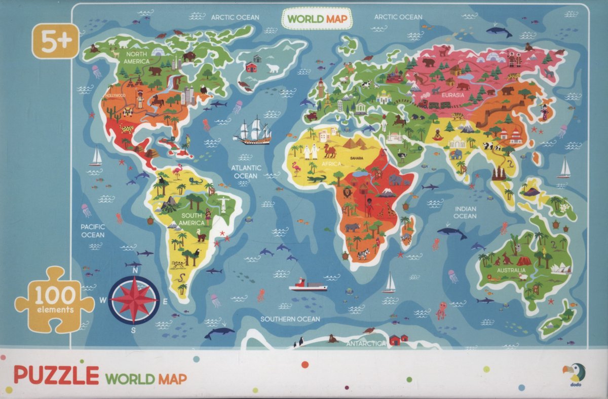Pierot, puzzle Mapa świata, 100 el.