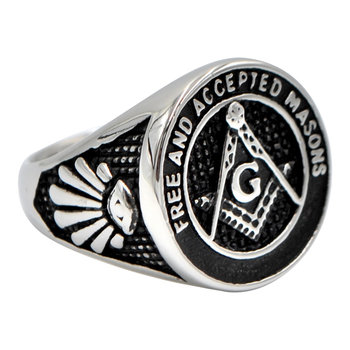 Pierścień Sygnet Masonów Srebrny Stalowy 503 - Inna marka
