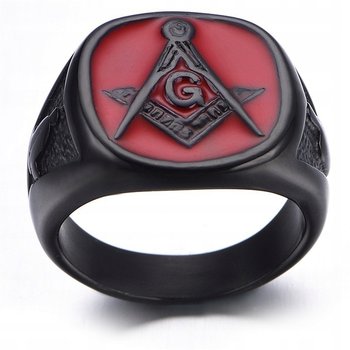 Pierścień Sygnet Obrączka Czarno-Czerwony G 403 - Inna marka