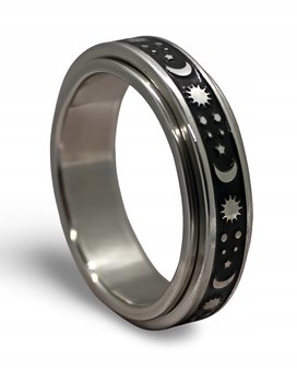 Pierścionek antystresowy (obrotowy) - motyw Słońca, Księżyca i Gwiazd - CalmRings