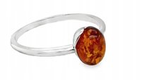 Pierścionek DELIKATNY srebrny BURSZTYN SREBRO ROZMIAR 12 OWAL koniak