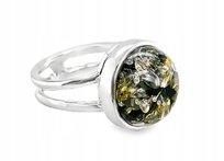 Pierścionek DELIKATNY srebrny BURSZTYN SREBRO ROZMIAR 13 oczko zielony