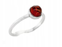 Pierścionek DELIKATNY srebrny BURSZTYN SREBRO ROZMIAR 14 OCZKO koniak