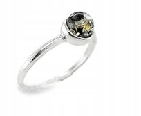 Pierścionek DELIKATNY srebrny BURSZTYN SREBRO ROZMIAR 16 oczko zielony FILM