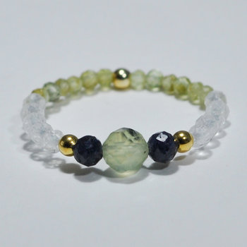 Pierścionek Elastyczny z Kamieni Frenit Szafir Kryształ Górski Oliwin - Inna marka