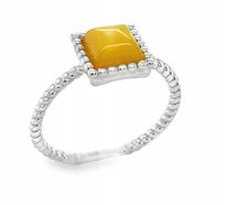 Pierścionek kwadratowy srebrny BURSZTYN SREBRO ROZMIAR 12 MLECZNY FILM