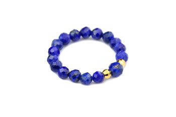 Pierścionek Lapis Lazuli [MATERIAŁ: srebro złocone, ROZMIAR: L (56 mm. - 59 mm.)] - Brazi Druse Jewelry