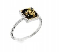 Pierścionek srebrny BURSZTYN SREBRO ROZMIAR 10 kwadratowy ZIELONY