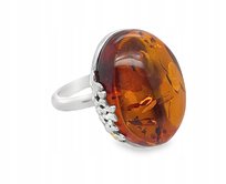 Pierścionek srebrny BURSZTYN SREBRO ROZMIAR 17 REGULOWANY koniak
