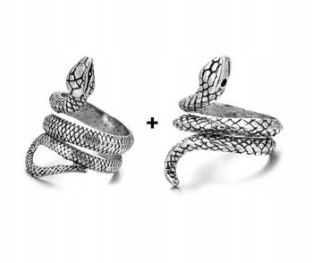 pierścionek wąż kobra kolor srebrny on i ona 2 szt - Viking