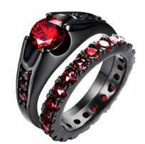 Pierścionek z Rubinem Brylant Czarny Ruby Gem Podwójny Stal Chirurgiczna Inna marka