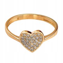Pierścionek złoty 585 z serduszkiem w białe cyrkonie r15 serce na prezent