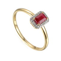 Pierścionek złoty z diamentami i rubinem R69346Y