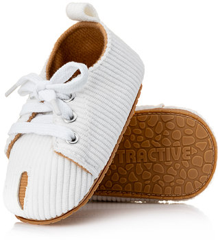 Pierwsze buty dla maluszka biała sztruksowa cholewka gumowa podeszwa  19/20 - ATTRACTIVE