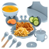 Pierwsze Naczynia Silikonowe Dla Dzieci Zesteaw 9 Sztuk Krab Niebieski