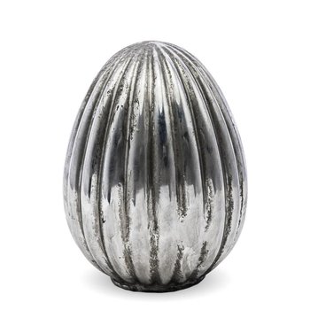 PIGMEJKA, Jajko dekoracyjne, srebrne, 12x9 cm - Pigmejka