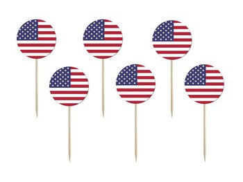 Pikery na tort Flaga Stanów Zjednoczonych Ameryki - 6 szt. - Congee.pl