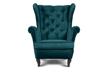 Pikowany fotel uszak niebieski BROMO - Konsimo