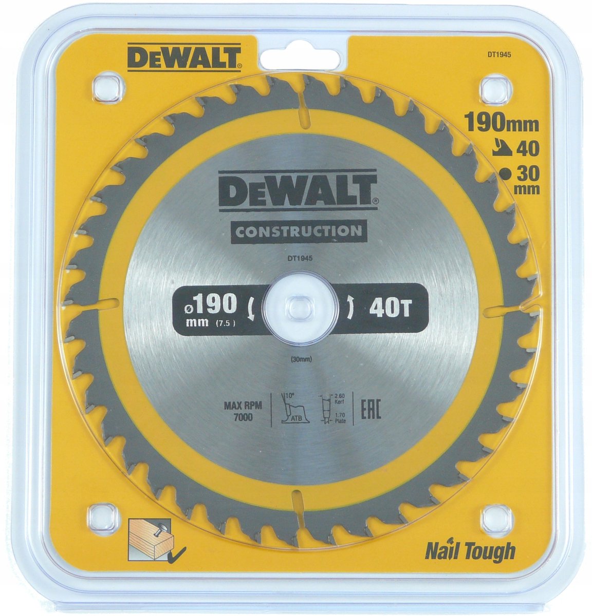 Piła tarczowa DEWALT, 190x30 mm