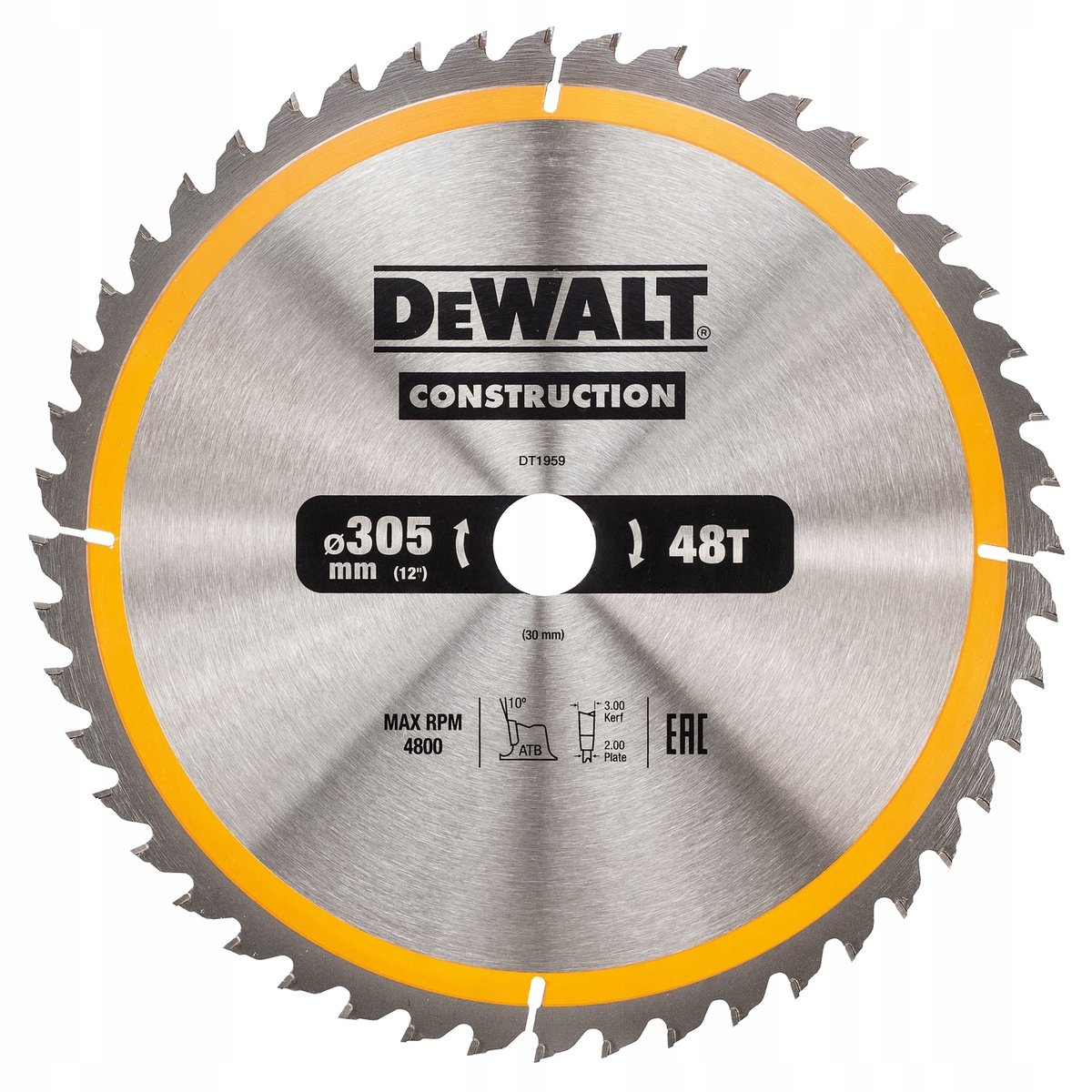 Piła tarczowa DEWALT, 305x30 mm
