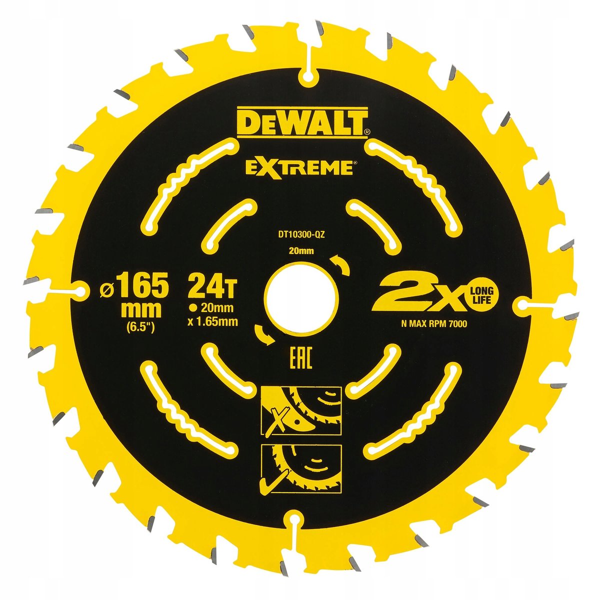 Piła tarczowa do zagłębiarki DEWALT, 165x20 mmx24z DT10300-QZ