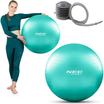 Piłka do ćwiczeń fitness gimnastyczna Neo-Sport 65 cm turkusowa  pompka w                              - Neo-Sport