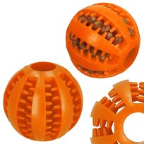 Piłka na przysmaki i do czyszczenia zębów dla psów, gryzak, zabawka, pomarańczowa