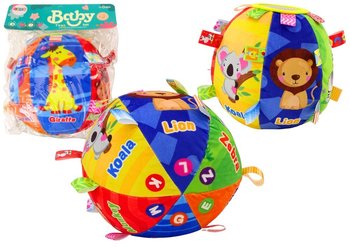 Piłka Pluszowa Miękka Sensoryczna Edukacyjna Grzechotka Zwierzątka 18cm - Lean Toys