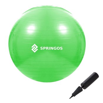 Piłka rehabilitacyjna do ćwiczeń 65cm gimnastyczna z pompką fitness zielona - Springos