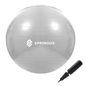 Piłka rehabilitacyjna do ćwiczeń 75cm gimnastyczna z pompką fitness szara - Springos