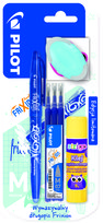 Pilot, Pióro kulkowe Frixion Ball 0,7 niebieski + Frixion wkład x3 niebieski + klej 9g + gumka + 5 x tatuaż + 5 x naklejka