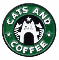 Pin przypinka metalowa kot koty kocia łapka łapa kawa starbucks DKM