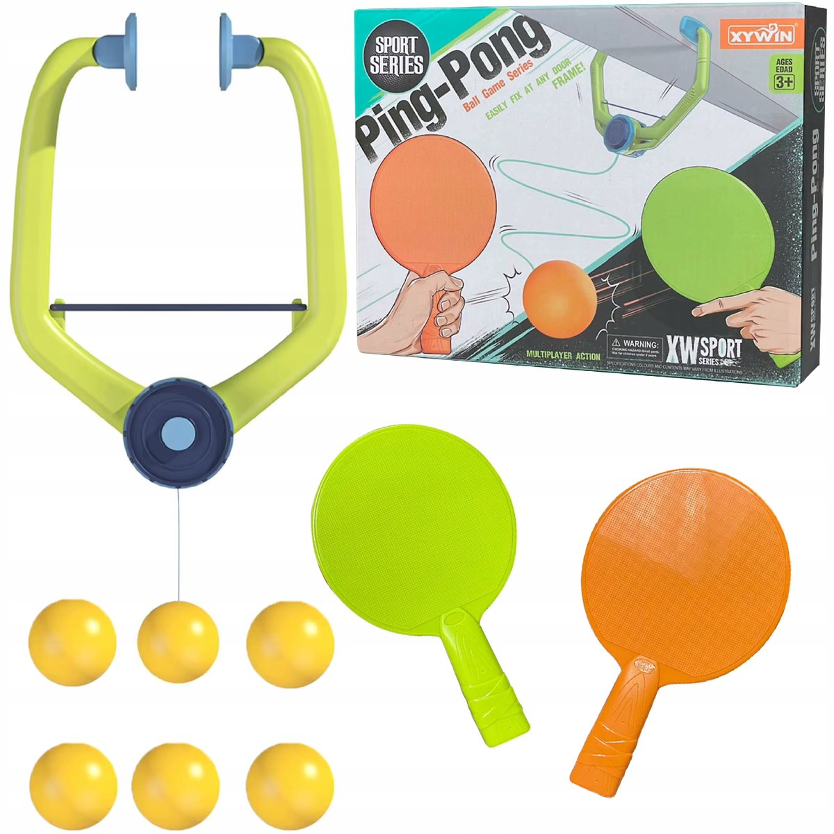 Ping Pong Podwieszany dla Dzieci i Dorosłych + 4 Piłki 2 Rakietki gra
