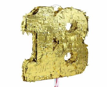 Piniata cyfra „18”, metaliczna złota, foliowa, 50x40.5x8 cm - GoDan