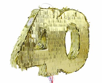 Piniata cyfra „40”, metaliczna złota, foliowa, 50x40.5x8 cm - GoDan