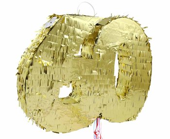 Piniata cyfra „60”, metaliczna złota, foliowa, 50x40.5x8 cm - GoDan