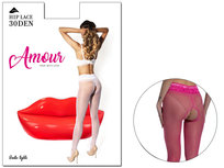 Pink różowe rajstopy open crotch 1-2 Pink Bonbon Amour