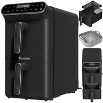 Pionowa frytkownica beztłuszczowa TurboTronic Air Fryer XXL 11L 2 kosze smażenia 2460w Czarna